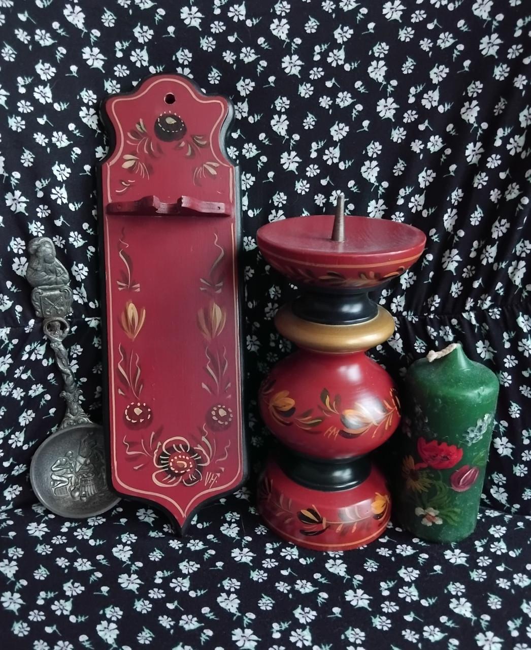 Vintage HINDELOOPER Kandelaar + Lepelrekje