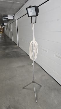 RVS bouwlamp met statief, zéér flexibel inzetbaar ( ruim 3 meter ! )