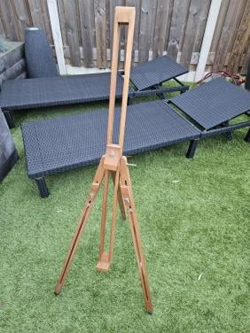 Houten vintage schildersezel, inklapbaar en verstelbaar