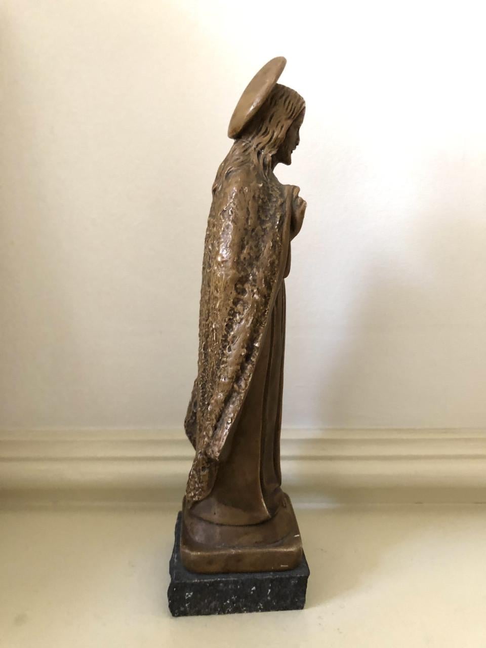 Lief brocante heilig Jezus Christus op natuursteen plaatje