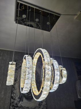 Plafond Hanglamp met 5 kristallen ringen