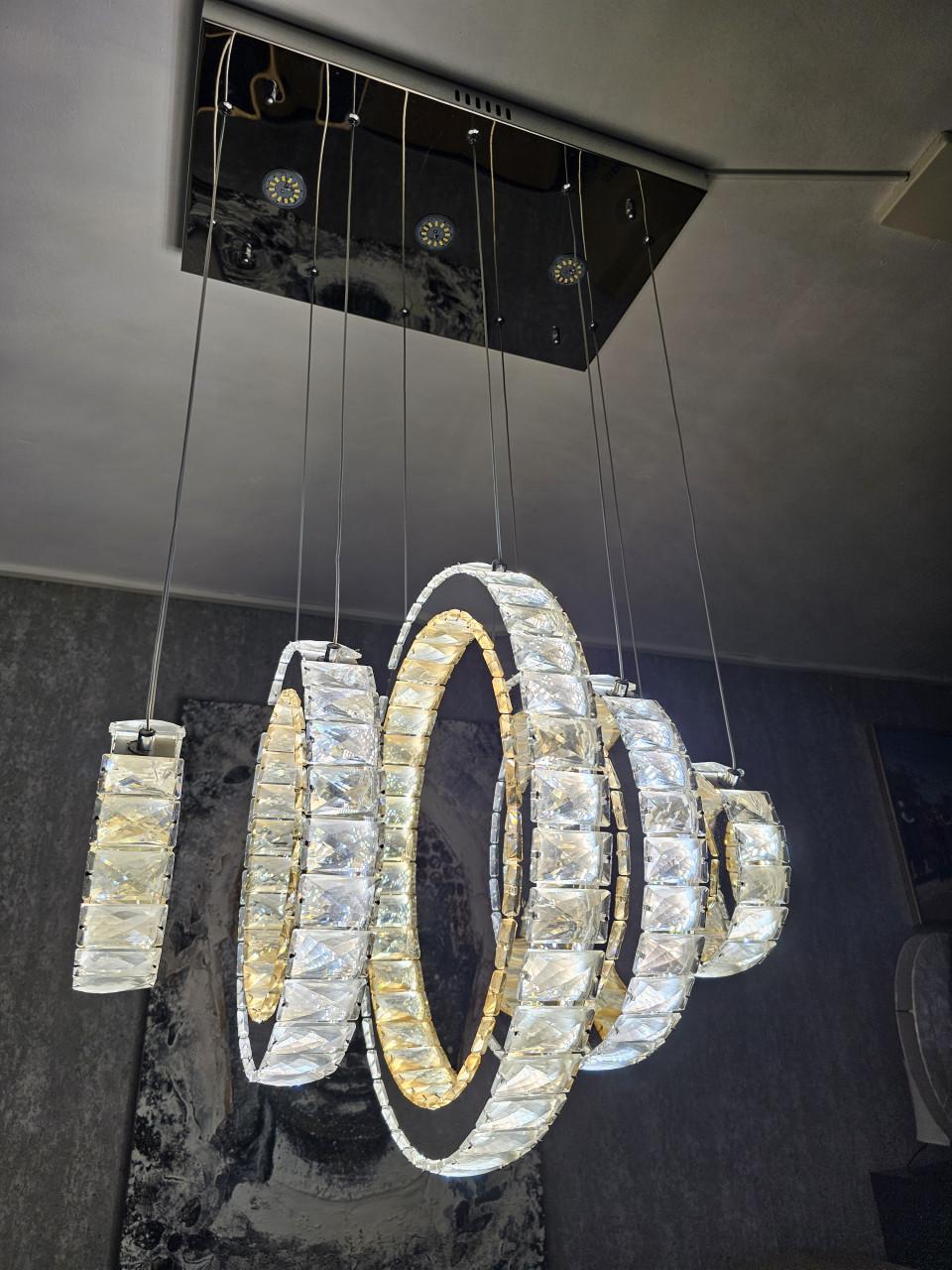 Plafond Hanglamp met 5 kristallen ringen