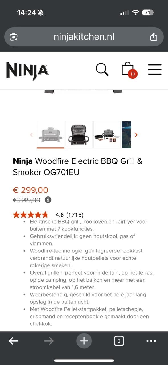 Ninja Woodfire Electric BBQ Grill & Smoker OG701EU