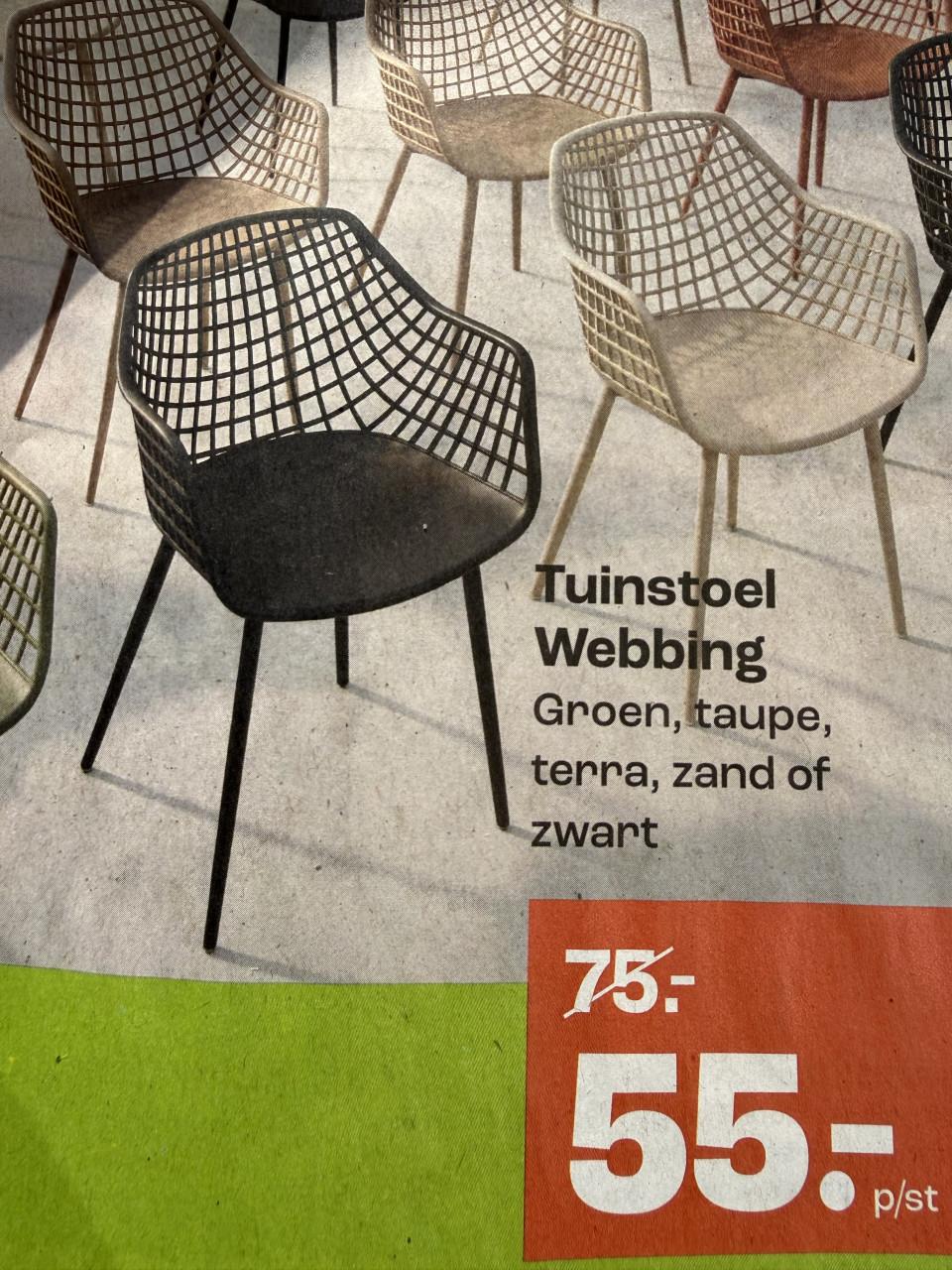 Tuinstoelen webbing nog zwart 6 stuks