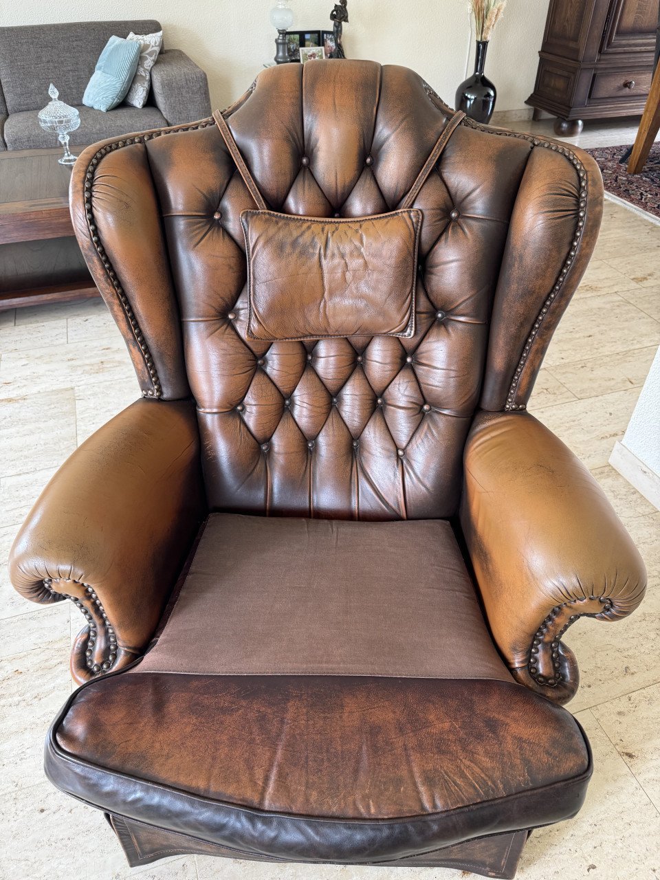 Chesterfield luxe leren fauteuil
