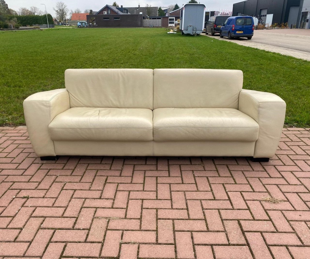 GRATIS LEVERING Mooie Echt Leer 3 + 1.5 -zits Bankstel