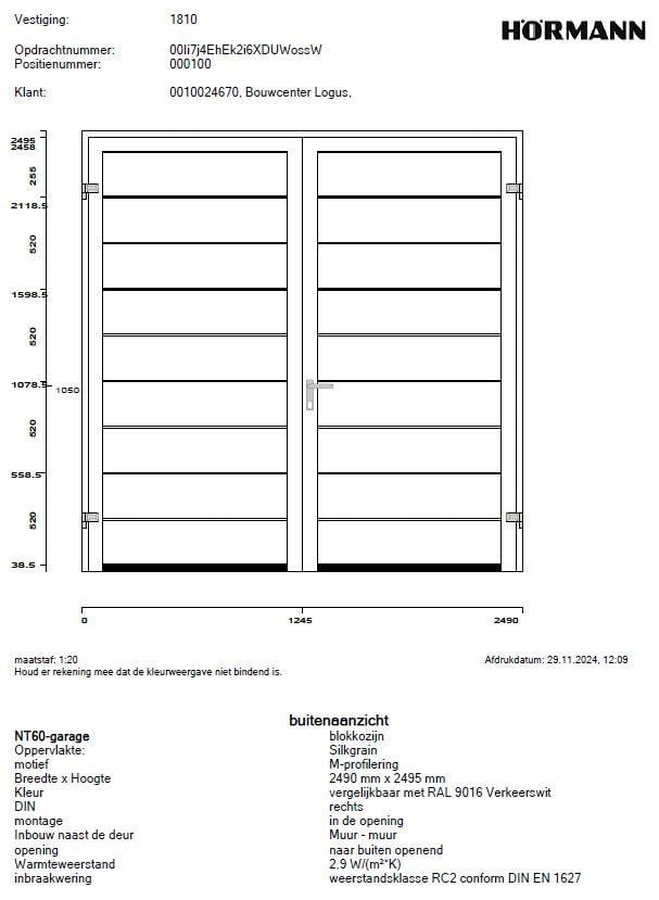 Hörmann openslaande garagedeur NT60-2 NIEUW