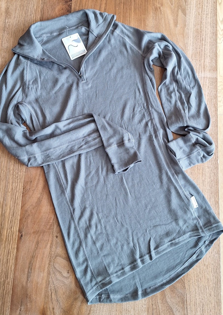 2 stuks thermo shirt met col grijs groen Unisex, lange mouw maat L