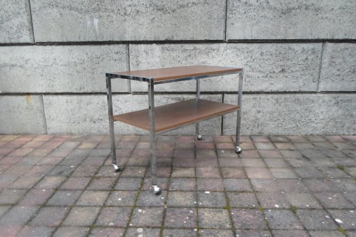 Vintage Trolley Hout Chroom