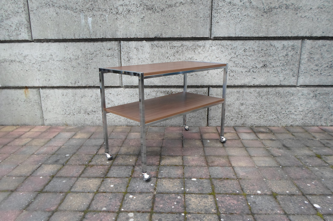 Vintage Trolley Hout Chroom