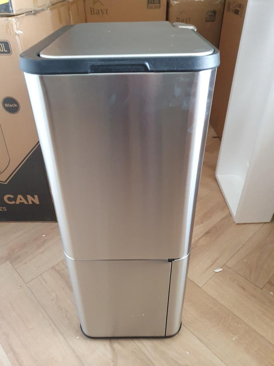 Bayt Prullenbak 60L – 2 Compartimenten – 27L + 33L – RVS Zilver – Touch Bin