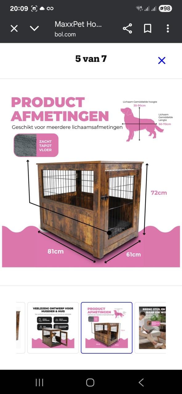 Nieuw in doos honden houten bench