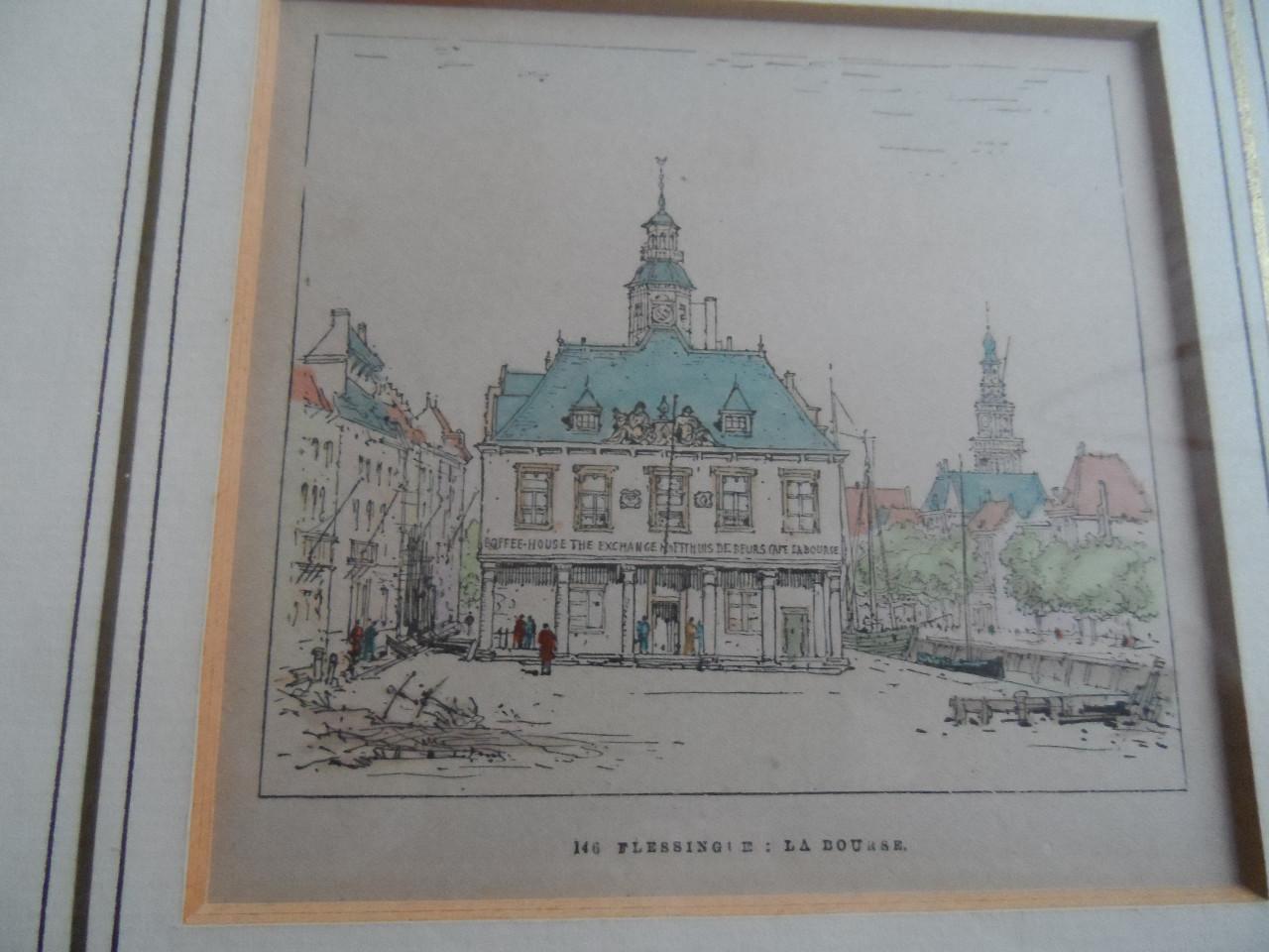 Houtgravure De Beurs in Vlissingen 1881