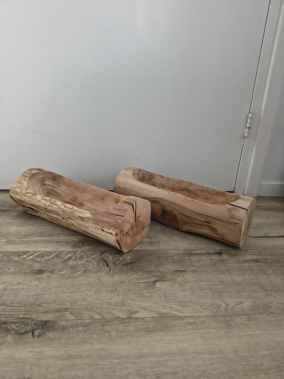 2x prachtige teakhouten schaal, natural living schalen hout.