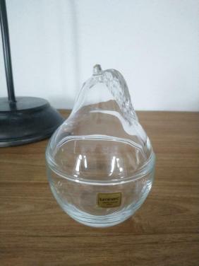 Vintage Luminarc (Verrerie d'Arques) glazen peer dekselpot
