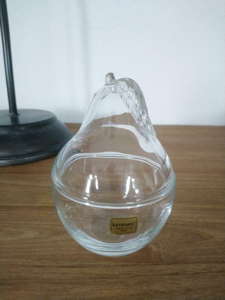 Vintage Luminarc (Verrerie d'Arques) glazen peer dekselpot