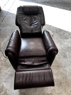 Leren elektrische relaxfauteuil – bruin – met afstandsbediening