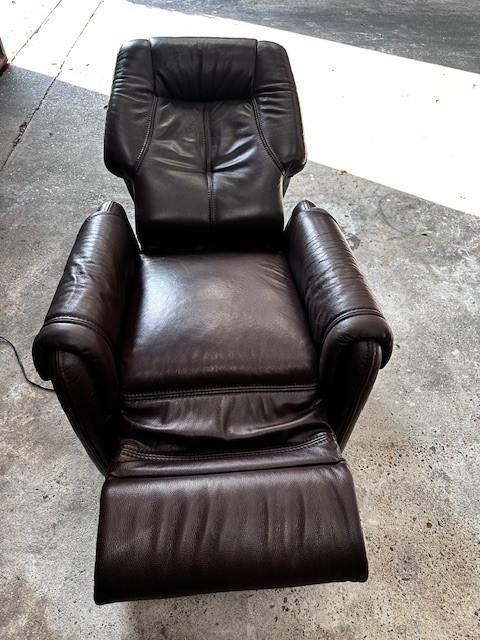 Leren elektrische relaxfauteuil – bruin – met afstandsbediening