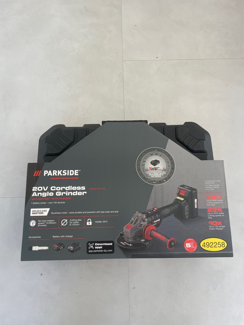Parkside Performance slijptol met lader en 4ah accu