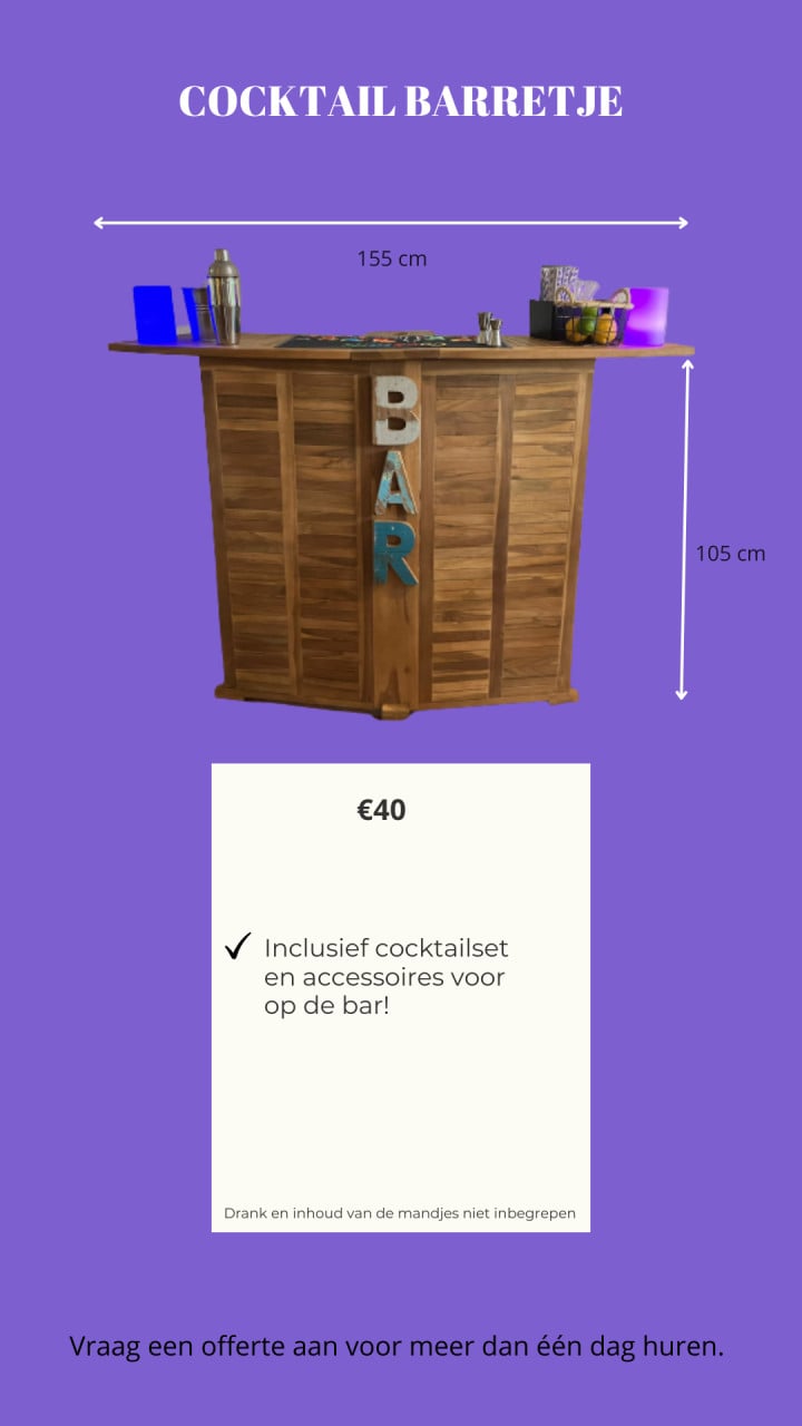 Houten cocktailbar huren
