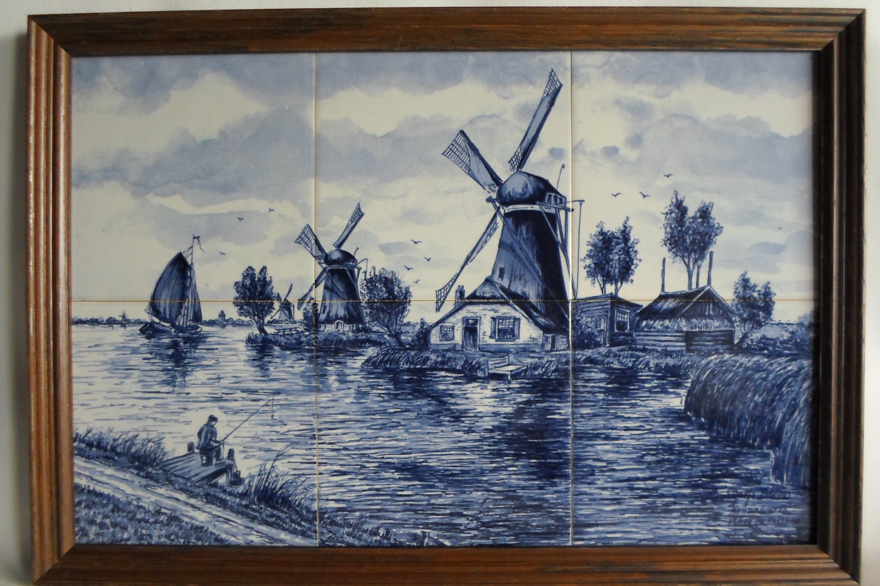 Tegeltableau Delft Molen Visser