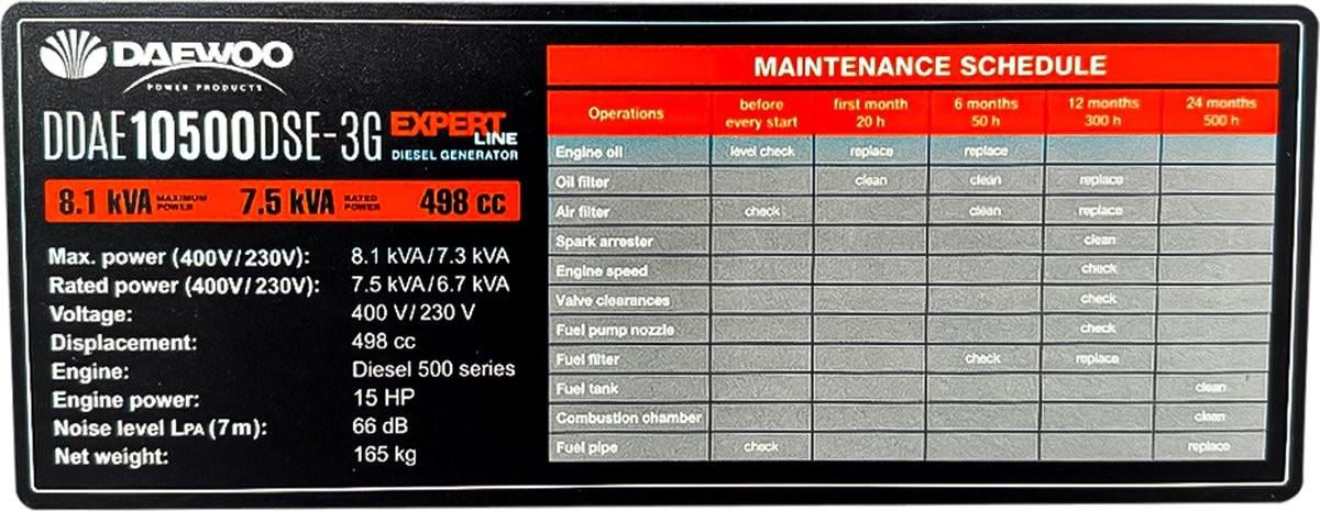 Daewoo DDAE10500DSE-3G Diest Generator set Noodstroom
