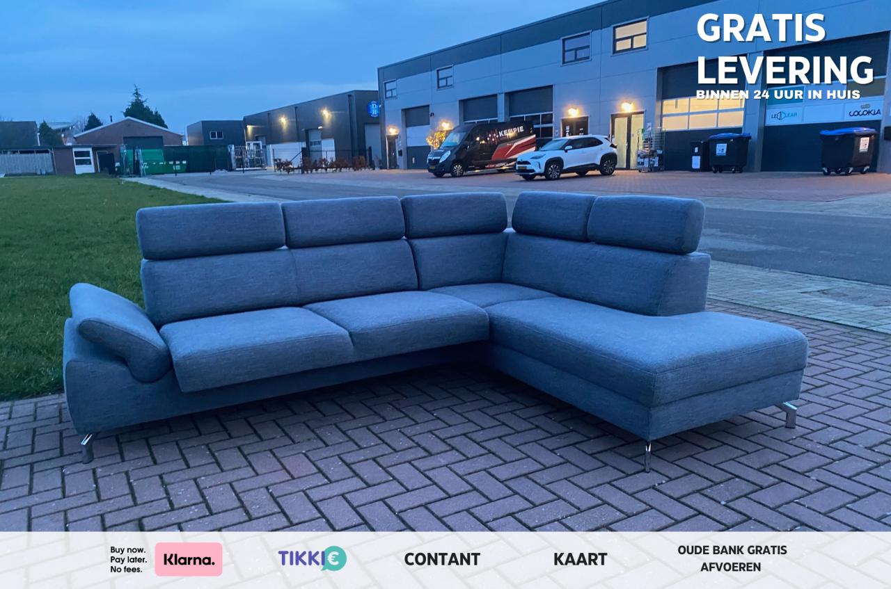 GRATIS LEVERING HEEL NL Montel Grijze Hoekbank