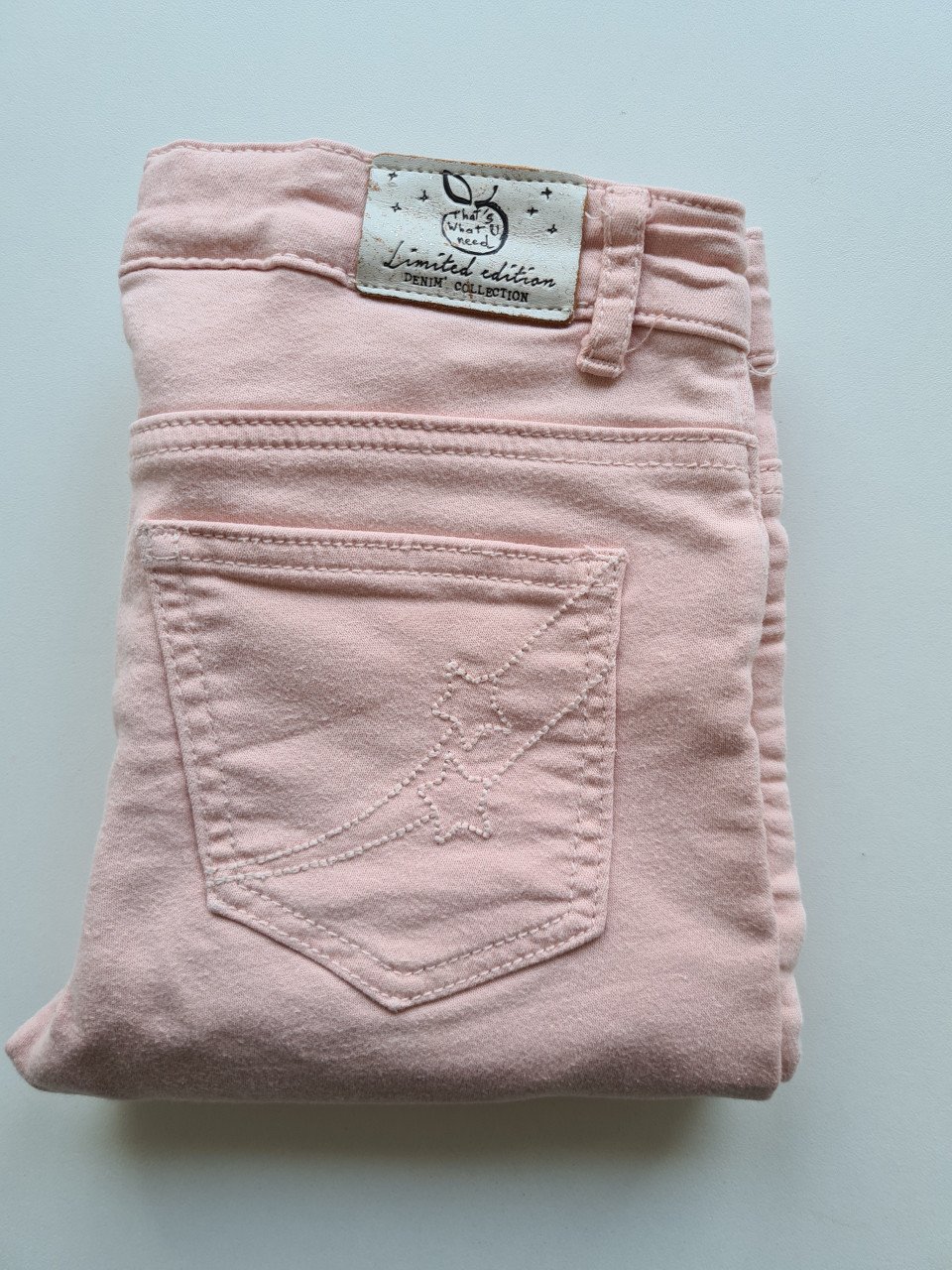 Roze skinny stretch spijkerstof broek van Benetton Maat 152