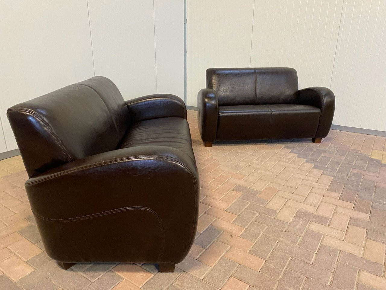 GRATIS LEVERING HEEL NL Bruin Echt Leer Bankstel 3+2,5 Zits