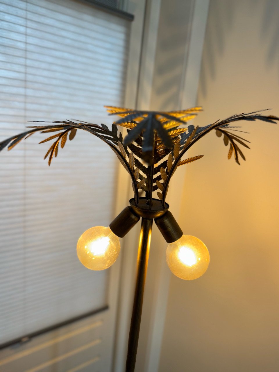 Vloerlamp messing palmbladeren incl lichtbronnen