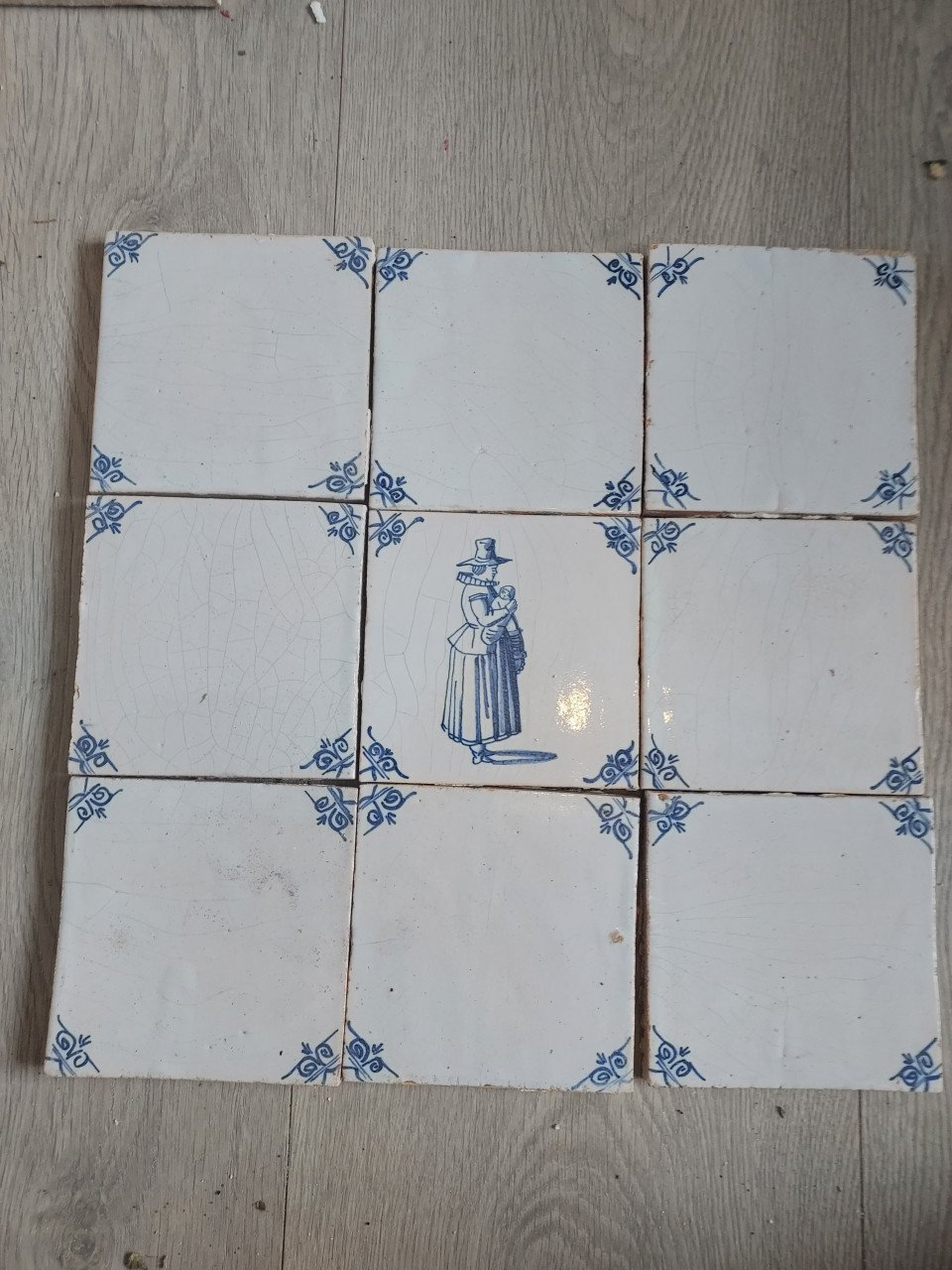 Antieke Delfts blauwe tegeltjes