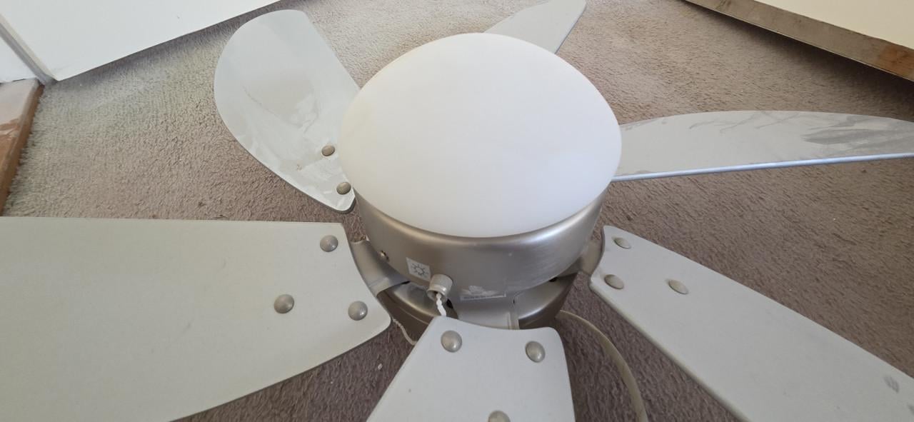 2de plafondventilator, 6 bladen, grijs met verlichting