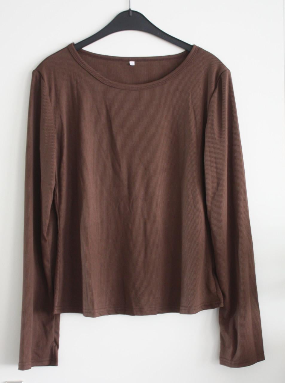 Shirt rood bruin met rib stof maat xxl