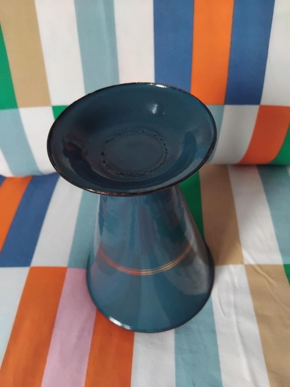 Emaille Vintage Edy Maatbeker Petrolblauw