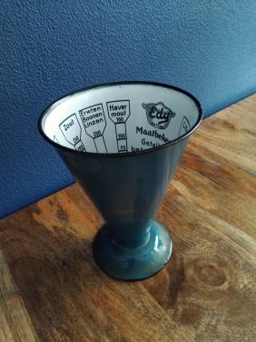 Vintage Edy maatbeker Emaille Petrolblauw