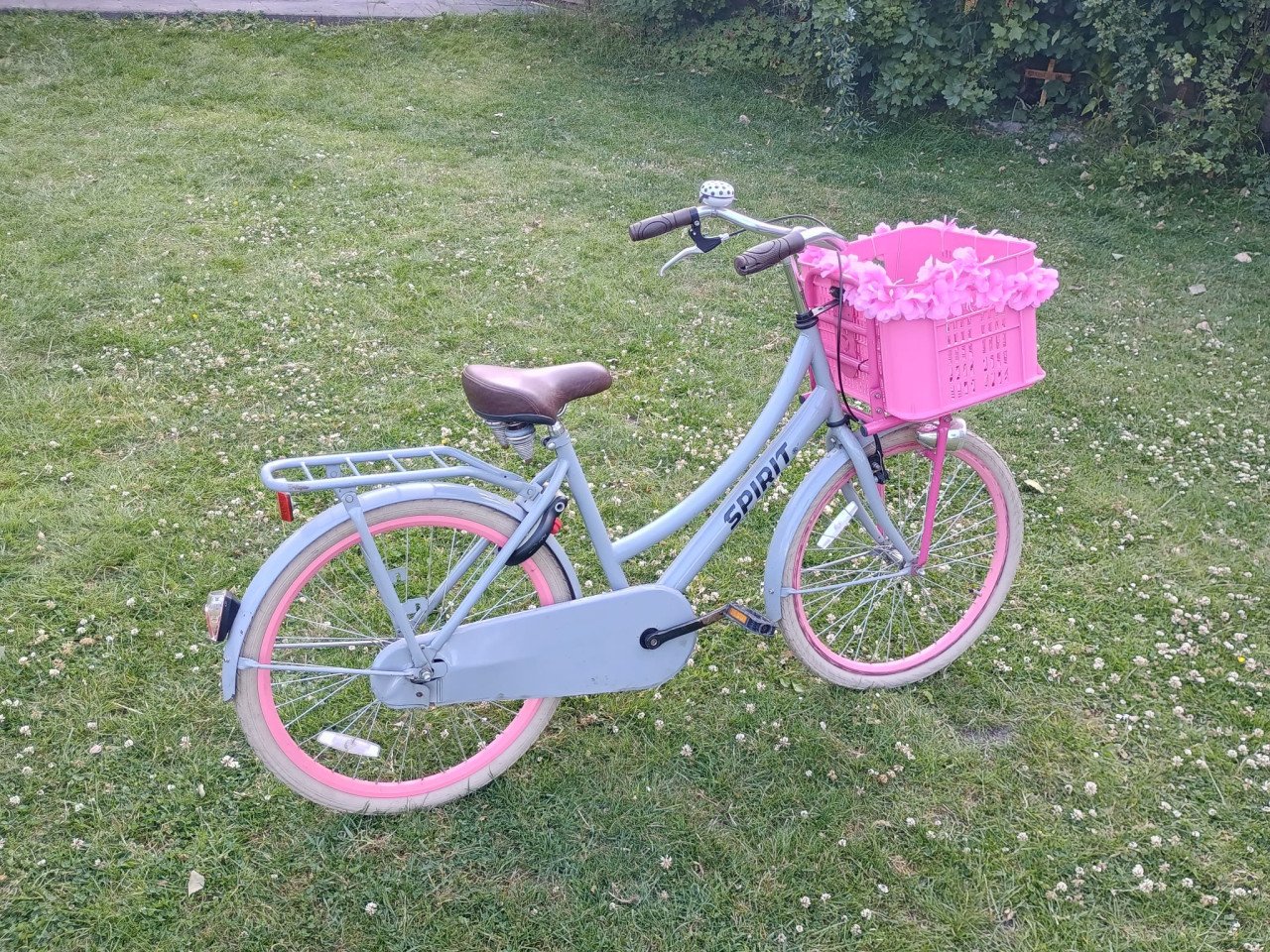 Meisjes fiets 24 " spirit grijs met roze
