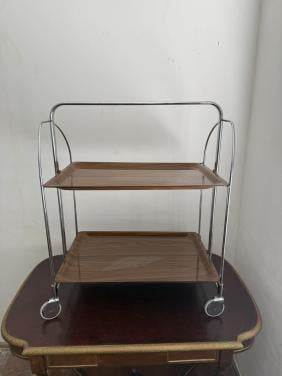 Vintage Dinetti theekarretje – Bruin met metalen frame