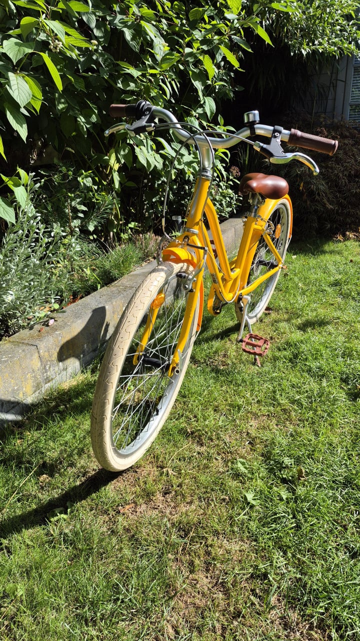 Fiets geel meisjesfiets, citybike, mountainbike, 24" Btwin