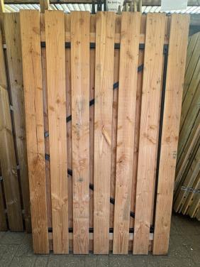 Tuinpoort 119,5x195cm douglas op zwart staalframe