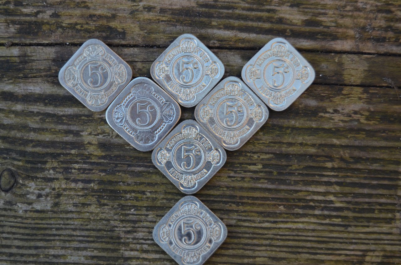 7 Herdenkingsstuivers, 4 verschillende