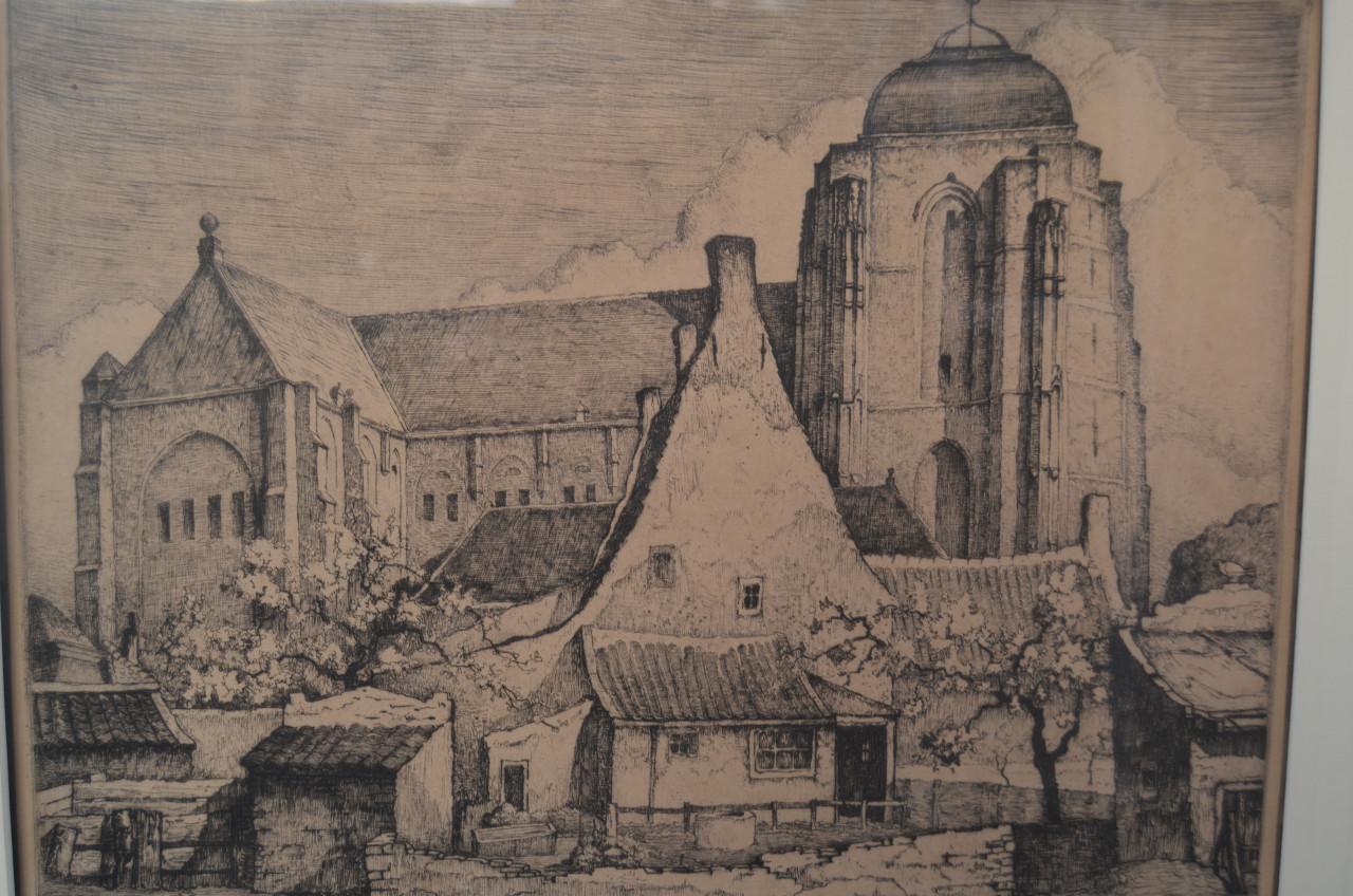 Fraaie ets Louis Heymans, gen. en gesign. Dom van Veere