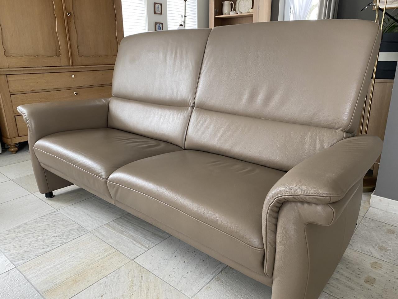 Prachtig leren beige bankstel