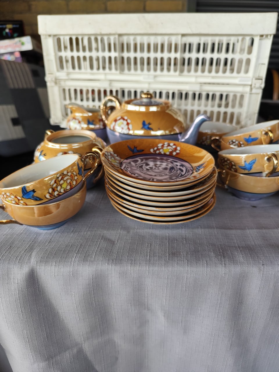 Antiek Art Deco Theeservies Japans Decor – Compleet Servies ca. 1920-1935