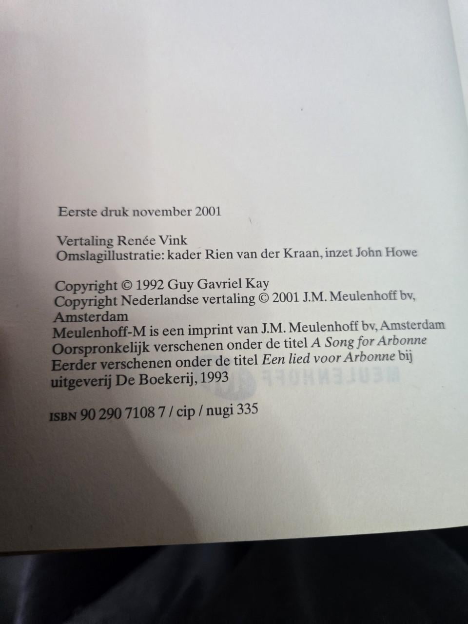 Boek: Een Lofzang voor Arbonne 1e druk 2001
