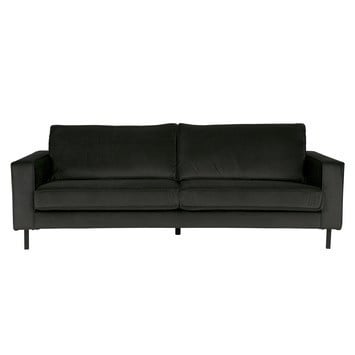 Bank (3-zits) en fauteuil fluweel zwart