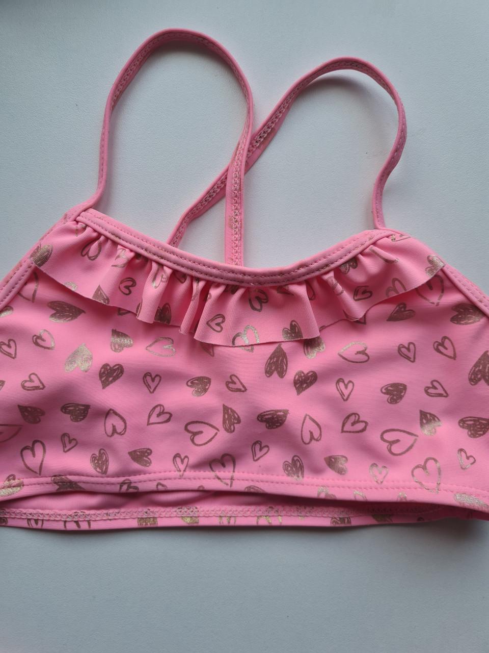 Fuchsia roze bikini met gouden hartjes en roezel van Zeeman Mt 122-128