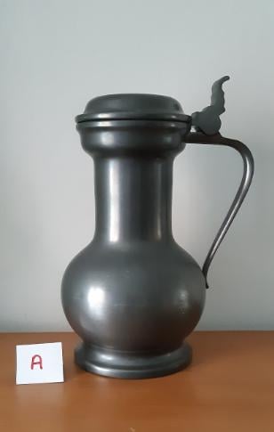 Tinnen kannen met deksel , 4 verschillende modellen