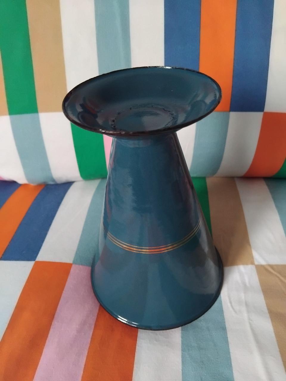 Emaille Vintage Edy Maatbeker Petrolblauw