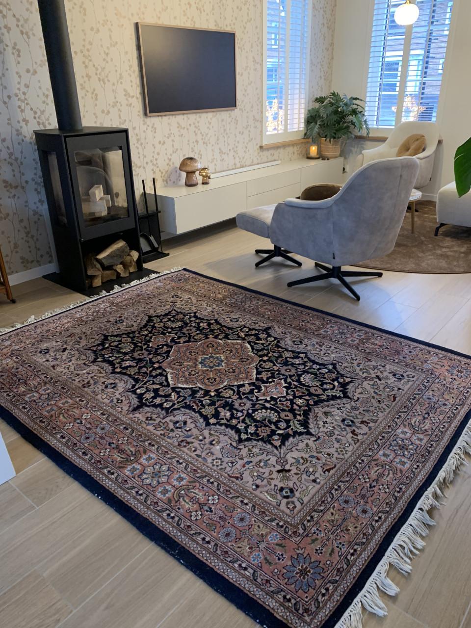 💖Schitterend Sfeervol Oudroze Handgeknoopt Keshan Vloerkleed💖