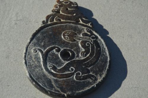 Antieke Chinese jade hanger (bi-schijf of Yu Bi?)